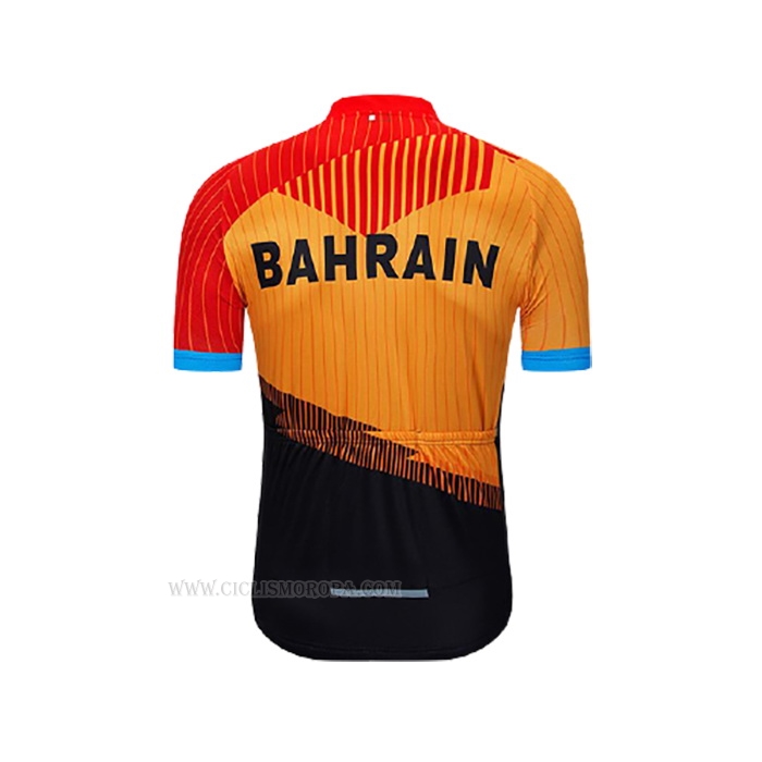2020 Ropa Ciclismo Bahrain Naranja Negro Mangas Corta y Culotte Corto